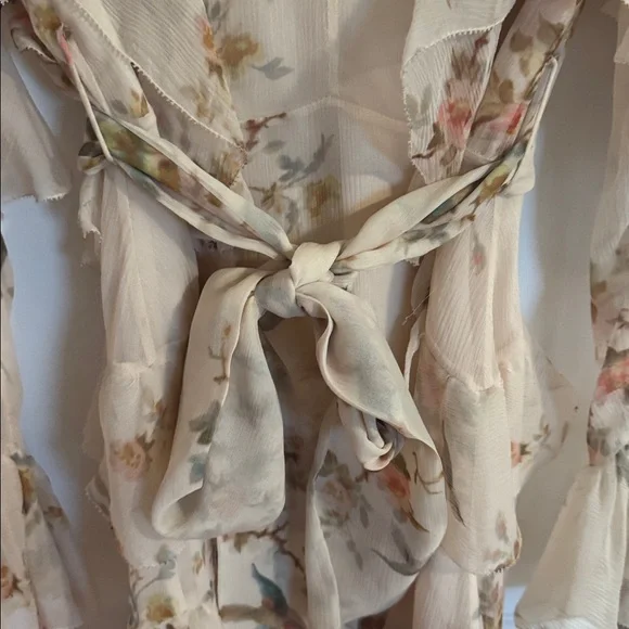 Zimmermann Cream Floral silk wrap Dress xs - Picture 3 of 17